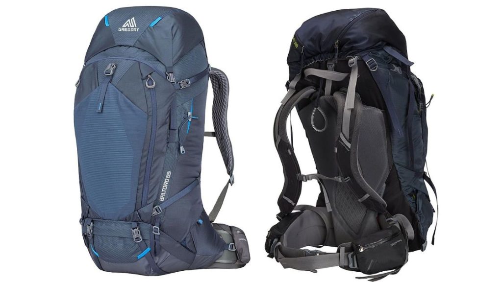 Front and back photo of The Gregory Baltoro 75 backpack. 277 ratings at an average of 4.7 stars for under $350.