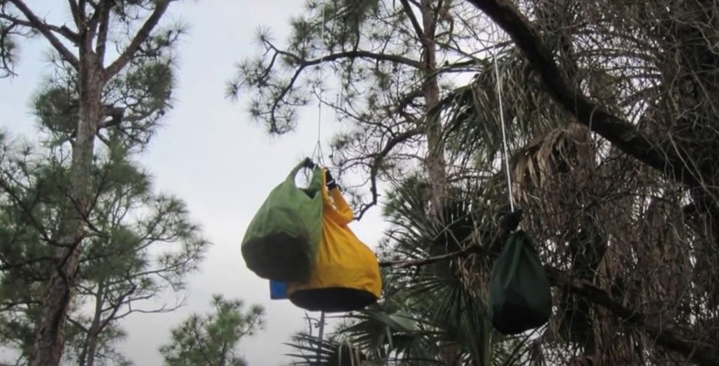 A food hanging system to keep away bears and other tenacious wildlife.