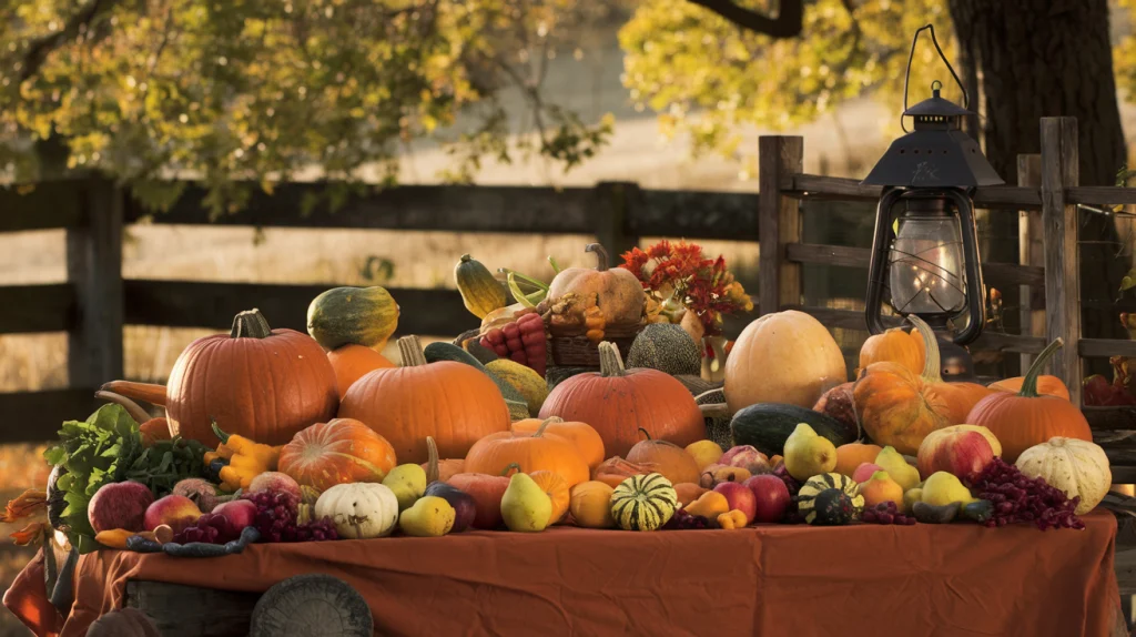 A cornucopia of traditional harvest produce that makes fall camping a great time to acquire local food and enjoy cooking tasty cuisine.