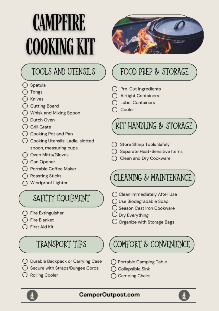 Full campfire cooking kit checklist