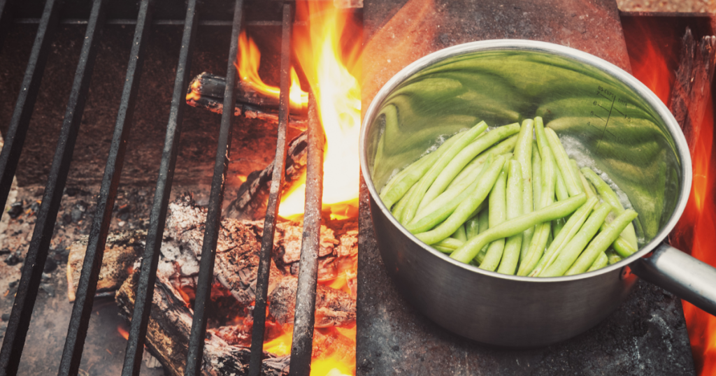 A stainless steel campfire cookpot, one of a number of suitable choices.