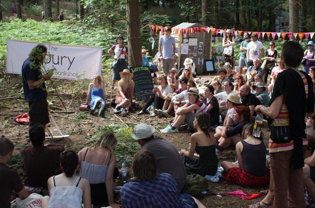 A group learning about foraging at the Ebury bookshop and workshop in the UK.